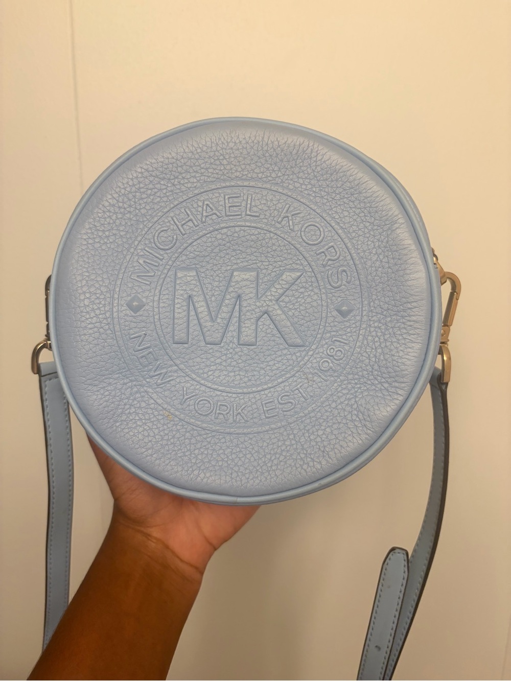 Michael Kors Powder Blue Round Leather Crossbody